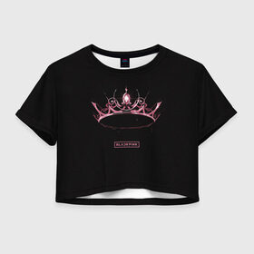 Женская футболка Crop-top 3D с принтом BLACKPINK- The Album в городе Новоалтайск, 100% полиэстер | круглая горловина, длина футболки до линии талии, рукава с отворотами | black | blackpink | chae | jennie | jisoo | kim | kpop | lalisa | lisa | manoban | park | pink | rose | young | дженни | джису | ён | ким | лалиса | лиса | манобан | пак | розэ | че