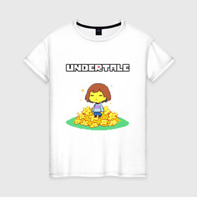 Женская футболка хлопок с принтом UNDERTALE в городе Новоалтайск, 100% хлопок | прямой крой, круглый вырез горловины, длина до линии бедер, слегка спущенное плечо | undertale | андертейл | игра андертейл | игра. | русский андертейл | тоби фокс