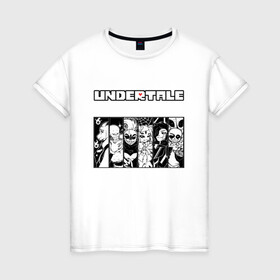 Женская футболка хлопок с принтом UNDERTALE в городе Новоалтайск, 100% хлопок | прямой крой, круглый вырез горловины, длина до линии бедер, слегка спущенное плечо | undertale | андертейл | игра андертейл | игра. | русский андертейл | тоби фокс
