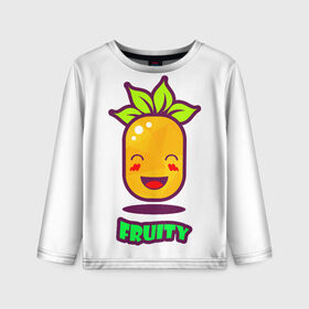 Детский лонгслив 3D с принтом Fruity в городе Новоалтайск, 100% полиэстер | длинные рукава, круглый вырез горловины, полуприлегающий силуэт
 | fruit | ананас | вкусно | сладость | фрукты