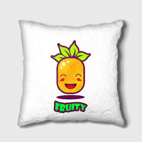 Подушка 3D с принтом Fruity в городе Новоалтайск, наволочка – 100% полиэстер, наполнитель – холлофайбер (легкий наполнитель, не вызывает аллергию). | состоит из подушки и наволочки. Наволочка на молнии, легко снимается для стирки | fruit | ананас | вкусно | сладость | фрукты