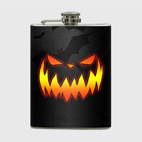 Фляга с принтом Pumpkin smile and bats в городе Новоалтайск, металлический корпус | емкость 0,22 л, размер 125 х 94 мм. Виниловая наклейка запечатывается полностью | Тематика изображения на принте: 2020 | bat | bats | face | halloween | mask | nightmare | pumpkin | scary | smile | smiling | летучая | лицо | маска | мыши | мышь | привидение | страшная | тыква | улыбка | хэлоуин