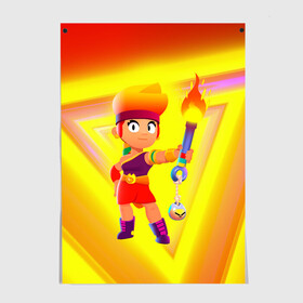Постер с принтом Amber - Brawl Stars в городе Новоалтайск, 100% бумага
 | бумага, плотность 150 мг. Матовая, но за счет высокого коэффициента гладкости имеет небольшой блеск и дает на свету блики, но в отличии от глянцевой бумаги не покрыта лаком | amber | brawlstars | fire | legendary | starr park | supercell | амбер | бравл | бравлер | бравлпасс | бравлстарс | бравлстарсигра | бравлы | звездный парк | лега | новый перс | огонь | перс бравл | старр парк | суперселл