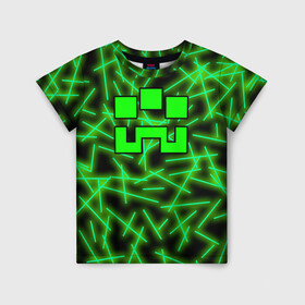 Детская футболка 3D с принтом Minecraft creeper в городе Новоалтайск, 100% гипоаллергенный полиэфир | прямой крой, круглый вырез горловины, длина до линии бедер, чуть спущенное плечо, ткань немного тянется | alex | blox | creeper | dungeons | logo game | pixel | steve | алекс | герои | голем | детям | зомби | квадраты | кислотный | крипер | куб | логотипы игр | майнкрафт | мальчикам | мобы | неоновый | персонажи | пиксель