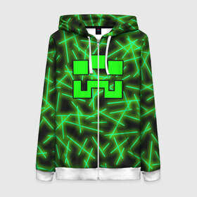 Женская толстовка 3D на молнии с принтом Minecraft creeper в городе Новоалтайск, 100% полиэстер | длина до линии бедра, манжеты и пояс оформлены мягкой тканевой резинкой, двухслойный капюшон со шнурком для регулировки, спереди молния, по бокам два кармана | alex | blox | creeper | dungeons | logo game | pixel | steve | алекс | герои | голем | детям | зомби | квадраты | кислотный | крипер | куб | логотипы игр | майнкрафт | мальчикам | мобы | неоновый | персонажи | пиксель
