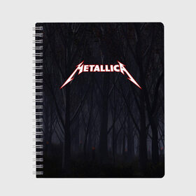 Тетрадь с принтом Metallica в городе Новоалтайск, 100% бумага | 48 листов, плотность листов — 60 г/м2, плотность картонной обложки — 250 г/м2. Листы скреплены сбоку удобной пружинной спиралью. Уголки страниц и обложки скругленные. Цвет линий — светло-серый
 | metallica | rok | джеймс хэтфилд | кирк хэммет | ларс ульрих | металика | металл | металлика | музыка | рок | рок группа