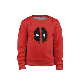 Детский свитшот хлопок с принтом Deadpool logo в городе Новоалтайск, 100% хлопок | круглый вырез горловины, эластичные манжеты, пояс и воротник | deadpool | logo | marvel | mutant | vdshardan | wade wilson | болтливый наемник | вэйд вилсон | дадпул | дедпул | дэдпул | дэтпул | комиксы | логотип | марвел | мутант | супергерой | уэйд уилсон