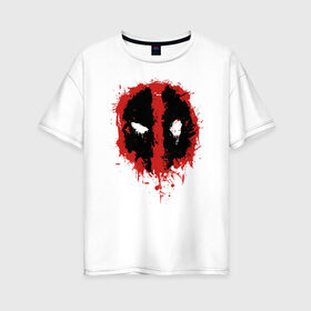 Женская футболка хлопок Oversize с принтом Deadpool logo в городе Новоалтайск, 100% хлопок | свободный крой, круглый ворот, спущенный рукав, длина до линии бедер
 | deadpool | logo | marvel | mutant | vdshardan | wade wilson | болтливый наемник | вэйд вилсон | дадпул | дедпул | дэдпул | дэтпул | комиксы | логотип | марвел | мутант | супергерой | уэйд уилсон