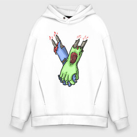Мужское худи Oversize хлопок с принтом Halloween love в городе Новоалтайск, френч-терри — 70% хлопок, 30% полиэстер. Мягкий теплый начес внутри —100% хлопок | боковые карманы, эластичные манжеты и нижняя кромка, капюшон на магнитной кнопке | Тематика изображения на принте: blood | diablo | haloween | horror | дьявол | зомби | кости | кровь | мозги | мясо | страшилка | ужасы | хеллоуин | хелоуин
