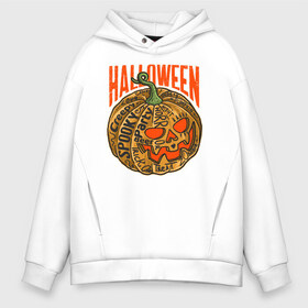 Мужское худи Oversize хлопок с принтом Halloween тыква в городе Новоалтайск, френч-терри — 70% хлопок, 30% полиэстер. Мягкий теплый начес внутри —100% хлопок | боковые карманы, эластичные манжеты и нижняя кромка, капюшон на магнитной кнопке | Тематика изображения на принте: blood | diablo | haloween | horror | дьявол | зомби | кости | кровь | мозги | мясо | страшилка | ужасы | хеллоуин | хелоуин