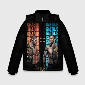 Зимняя куртка для мальчиков 3D с принтом KHABIB VS GAETHJE в городе Новоалтайск, ткань верха — 100% полиэстер; подклад — 100% полиэстер, утеплитель — 100% полиэстер | длина ниже бедра, удлиненная спинка, воротник стойка и отстегивающийся капюшон. Есть боковые карманы с листочкой на кнопках, утяжки по низу изделия и внутренний карман на молнии. 

Предусмотрены светоотражающий принт на спинке, радужный светоотражающий элемент на пуллере молнии и на резинке для утяжки | america | dagestan | eagle | gaethje | highlights | justin | khabib | nurmagomedov | russia | the | ufc | америка | дагестан | джастин | нурмагомедов | орёл | россия | хабиб | хайлайт | юфс