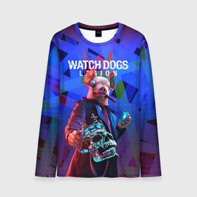 Мужской лонгслив 3D с принтом Watch Dogs: Legion в городе Новоалтайск, 100% полиэстер | длинные рукава, круглый вырез горловины, полуприлегающий силуэт | dedsec | legion | watch dogs | watch dogs 2 | watch dogs 3 | watch dogs lgion | watch dogs: legion | вотч | вотч догс | вотч догс 3 | вотч догс легион | догз | игра вотч догз | неоновый | обложка watch dogs: legion | свинья из  watch dogs