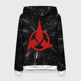 Женская толстовка 3D с принтом Klingons Logo (Z) в городе Новоалтайск, 100% полиэстер  | двухслойный капюшон со шнурком для регулировки, мягкие манжеты на рукавах и по низу толстовки, спереди карман-кенгуру с мягким внутренним слоем. | klingon | klingons | klinzhai | star trek | startrek | азетбур | варак | гаурон | горкон | звездный путь | инопланетная цивилизация | кейлесс незабываемый | клингон | клинжай | кронос | марток | молор | рекло | сомпек