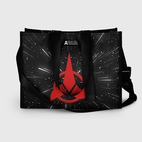 Сумка-шоппер 3D с принтом Klingons Logo (Z) в городе Новоалтайск, 100% полиэстер | застегивается на металлическую кнопку; внутренний карман застегивается на молнию. Стенки укреплены специальным мягким материалом, чтобы защитить содержимое от несильных ударов
 | klingon | klingons | klinzhai | star trek | startrek | азетбур | варак | гаурон | горкон | звездный путь | инопланетная цивилизация | кейлесс незабываемый | клингон | клинжай | кронос | марток | молор | рекло | сомпек