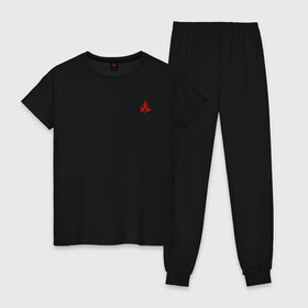 Женская пижама хлопок с принтом Klingons Red Logo (+спина) (Z) в городе Новоалтайск, 100% хлопок | брюки и футболка прямого кроя, без карманов, на брюках мягкая резинка на поясе и по низу штанин | klingon | klingons | klinzhai | star trek | startrek | азетбур | варак | гаурон | горкон | звездный путь | инопланетная цивилизация | кейлесс незабываемый | клингон | клинжай | кронос | марток | молор | рекло | сомпек