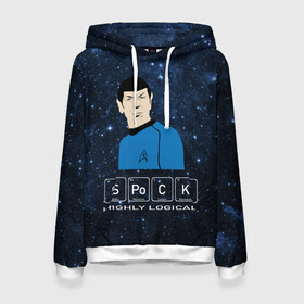 Женская толстовка 3D с принтом SPOCK (Z) в городе Новоалтайск, 100% полиэстер  | двухслойный капюшон со шнурком для регулировки, мягкие манжеты на рукавах и по низу толстовки, спереди карман-кенгуру с мягким внутренним слоем. | spock | spok | star trek | startrek | вулканец | звездный путь | звездный флот | логика | спок | телесериал | энтерпрайз