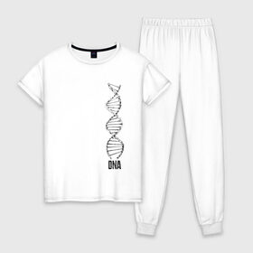 Женская пижама хлопок с принтом My DNA (Z) в городе Новоалтайск, 100% хлопок | брюки и футболка прямого кроя, без карманов, на брюках мягкая резинка на поясе и по низу штанин | bicycle | bicyclist | bike | biker | bmx | cycle | dna | rider | байкер | биология | бмх | велик | вело | велогонщик | велолюбовь | велосепедист | велосипед | велоспорт | велоцепь | гонщик | дезоксирибонуклеиновая кислота