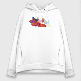 Женское худи Oversize хлопок с принтом Baymax and Hiro в городе Новоалтайск, френч-терри — 70% хлопок, 30% полиэстер. Мягкий теплый начес внутри —100% хлопок | боковые карманы, эластичные манжеты и нижняя кромка, капюшон на магнитной кнопке | baymax | big hero 6 | disney | vdkimel | бэймакс | город героев 6 | дисней