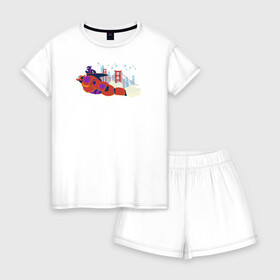 Женская пижама с шортиками хлопок с принтом Baymax and Hiro в городе Новоалтайск, 100% хлопок | футболка прямого кроя, шорты свободные с широкой мягкой резинкой | baymax | big hero 6 | disney | vdkimel | бэймакс | город героев 6 | дисней