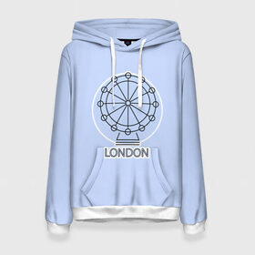 Женская толстовка 3D с принтом Лондон London Eye в городе Новоалтайск, 100% полиэстер  | двухслойный капюшон со шнурком для регулировки, мягкие манжеты на рукавах и по низу толстовки, спереди карман-кенгуру с мягким внутренним слоем. | blue circle | england | english | europe | eye | gb | icon | london | travel | uk | vacation | англия | аттракцион | великобритания | европа | иконка | колесо обозрения | лондон | лондонский глаз | надпись | отпуск | поездка | путешествие |