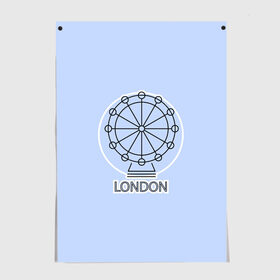 Постер с принтом Лондон London Eye в городе Новоалтайск, 100% бумага
 | бумага, плотность 150 мг. Матовая, но за счет высокого коэффициента гладкости имеет небольшой блеск и дает на свету блики, но в отличии от глянцевой бумаги не покрыта лаком | Тематика изображения на принте: blue circle | england | english | europe | eye | gb | icon | london | travel | uk | vacation | англия | аттракцион | великобритания | европа | иконка | колесо обозрения | лондон | лондонский глаз | надпись | отпуск | поездка | путешествие |