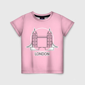 Детская футболка 3D с принтом Лондон London Tower bridge в городе Новоалтайск, 100% гипоаллергенный полиэфир | прямой крой, круглый вырез горловины, длина до линии бедер, чуть спущенное плечо, ткань немного тянется | bridge | england | english | gb | london | tower | uk | английский | англия | башни | великобритания | закат | иконка | лайнарт | лондон | мост | надпись | розовый круг | слово | тауэрский | юк