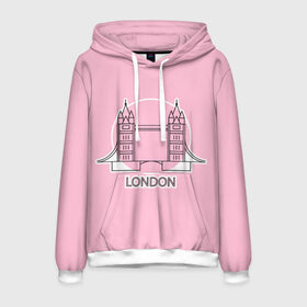 Мужская толстовка 3D с принтом Лондон London Tower bridge в городе Новоалтайск, 100% полиэстер | двухслойный капюшон со шнурком для регулировки, мягкие манжеты на рукавах и по низу толстовки, спереди карман-кенгуру с мягким внутренним слоем. | bridge | england | english | gb | london | tower | uk | английский | англия | башни | великобритания | закат | иконка | лайнарт | лондон | мост | надпись | розовый круг | слово | тауэрский | юк