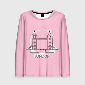 Женский лонгслив 3D с принтом Лондон London Tower bridge в городе Новоалтайск, 100% полиэстер | длинные рукава, круглый вырез горловины, полуприлегающий силуэт | bridge | england | english | gb | london | tower | uk | английский | англия | башни | великобритания | закат | иконка | лайнарт | лондон | мост | надпись | розовый круг | слово | тауэрский | юк