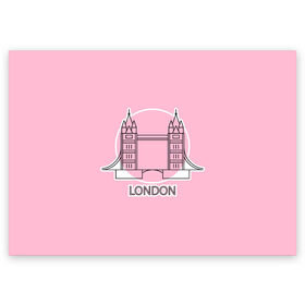 Поздравительная открытка с принтом Лондон London Tower bridge в городе Новоалтайск, 100% бумага | плотность бумаги 280 г/м2, матовая, на обратной стороне линовка и место для марки
 | bridge | england | english | gb | london | tower | uk | английский | англия | башни | великобритания | закат | иконка | лайнарт | лондон | мост | надпись | розовый круг | слово | тауэрский | юк