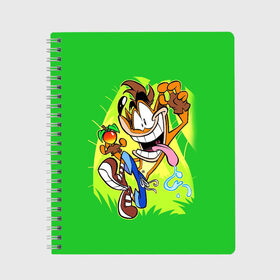 Тетрадь с принтом CRASH BANDICOOT в городе Новоалтайск, 100% бумага | 48 листов, плотность листов — 60 г/м2, плотность картонной обложки — 250 г/м2. Листы скреплены сбоку удобной пружинной спиралью. Уголки страниц и обложки скругленные. Цвет линий — светло-серый
 | crash bandicoot | детская игра | детям | джунгли | игра | компьютерная игра | краш | краш бандикут | крэш | крэш бандикут | лиса | ребенку | рыжая лиса