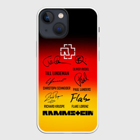 Чехол для iPhone 13 mini с принтом RAMMSTEIN АВТОГРАФЫ УЧАСТНИКОВ в городе Новоалтайск,  |  | du hast | mein herz | rammstein | rammstein sonne. | группа rammstein | ду хаст | песня рамштайн | рамштайн | тилль линдеманн