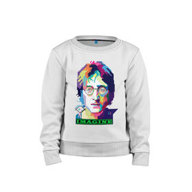 Детский свитшот хлопок с принтом John Lennon Imagine в городе Новоалтайск, 100% хлопок | круглый вырез горловины, эластичные манжеты, пояс и воротник | beatles | imagine | john | lennon | the beatles | битлз | битлы | группа | джон | купить | леннон | леннона | очки | рок н ролл | с группы | хиппи
