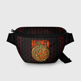 Поясная сумка 3D с принтом Halloween в городе Новоалтайск, 100% полиэстер | плотная ткань, ремень с регулируемой длиной, внутри несколько карманов для мелочей, основное отделение и карман с обратной стороны сумки застегиваются на молнию | blood | diablo | haloween | horror | дьявол | зомби | кости | кровь | мозги | мясо | страшилка | ужасы | хеллоуин | хелоуин