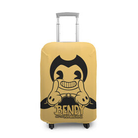 Чехол для чемодана 3D с принтом Bendy And The Ink Machine в городе Новоалтайск, 86% полиэфир, 14% спандекс | двустороннее нанесение принта, прорези для ручек и колес | bendy | bendy and the ink machine | бенди | бени | бенни | бэнди | детская | детям | игра | капли | компьютерная игра | краска | машина | подтеки | ужастик | чернила | чернильная