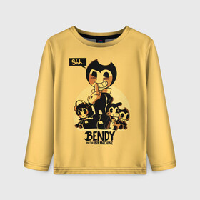 Детский лонгслив 3D с принтом Bendy And The Ink Machine в городе Новоалтайск, 100% полиэстер | длинные рукава, круглый вырез горловины, полуприлегающий силуэт
 | bendy | bendy and the ink machine | бенди | бени | бенни | бэнди | детская | детям | игра | капли | компьютерная игра | краска | машина | подтеки | ужастик | чернила | чернильная