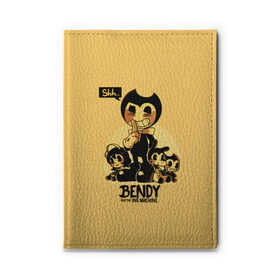 Обложка для автодокументов с принтом Bendy And The Ink Machine в городе Новоалтайск, натуральная кожа |  размер 19,9*13 см; внутри 4 больших “конверта” для документов и один маленький отдел — туда идеально встанут права | Тематика изображения на принте: bendy | bendy and the ink machine | бенди | бени | бенни | бэнди | детская | детям | игра | капли | компьютерная игра | краска | машина | подтеки | ужастик | чернила | чернильная