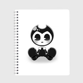 Тетрадь с принтом Bendy And The Ink Machine в городе Новоалтайск, 100% бумага | 48 листов, плотность листов — 60 г/м2, плотность картонной обложки — 250 г/м2. Листы скреплены сбоку удобной пружинной спиралью. Уголки страниц и обложки скругленные. Цвет линий — светло-серый
 | bendy | bendy and the ink machine | бенди | бени | бенни | бэнди | детская | детям | игра | капли | компьютерная игра | краска | машина | подтеки | ужастик | чернила | чернильная