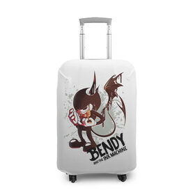 Чехол для чемодана 3D с принтом Bendy And The Ink Machine в городе Новоалтайск, 86% полиэфир, 14% спандекс | двустороннее нанесение принта, прорези для ручек и колес | bendy | bendy and the ink machine | бенди | бени | бенни | бэнди | детская | детям | игра | капли | компьютерная игра | краска | машина | подтеки | ужастик | чернила | чернильная