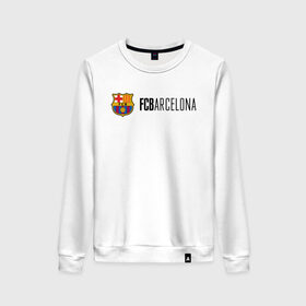 Женский свитшот хлопок с принтом Barcelona FC в городе Новоалтайск, 100% хлопок | прямой крой, круглый вырез, на манжетах и по низу широкая трикотажная резинка  | barca | barcelona | club | fc | leo messi | soccer | spanish | барса | барселона | испанский | клуб | лео месси | фк | футбол | футбольный