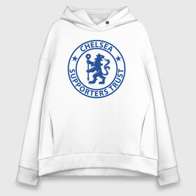 Женское худи Oversize хлопок с принтом Chelsea FC в городе Новоалтайск, френч-терри — 70% хлопок, 30% полиэстер. Мягкий теплый начес внутри —100% хлопок | боковые карманы, эластичные манжеты и нижняя кромка, капюшон на магнитной кнопке | blue | chelsea | club | english | fc | football | london | retirees | soccer | английский | клуб | лондон | пенсионеры | синие | фк | футбол | футбольный | челси