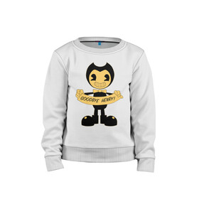 Детский свитшот хлопок с принтом Bendy And The Ink Machine в городе Новоалтайск, 100% хлопок | круглый вырез горловины, эластичные манжеты, пояс и воротник | bendy | bendy and the ink machine | бенди | бени | бенни | бэнди | детская | детям | игра | капли | компьютерная игра | краска | машина | подтеки | ужастик | чернила | чернильная