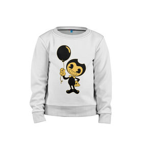 Детский свитшот хлопок с принтом Bendy And The Ink Machine в городе Новоалтайск, 100% хлопок | круглый вырез горловины, эластичные манжеты, пояс и воротник | bendy | bendy and the ink machine | бенди | бени | бенни | бэнди | детская | детям | игра | капли | компьютерная игра | краска | машина | подтеки | ужастик | чернила | чернильная