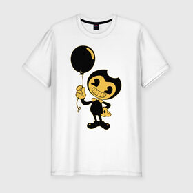 Мужская футболка хлопок Slim с принтом Bendy And The Ink Machine в городе Новоалтайск, 92% хлопок, 8% лайкра | приталенный силуэт, круглый вырез ворота, длина до линии бедра, короткий рукав | bendy | bendy and the ink machine | бенди | бени | бенни | бэнди | детская | детям | игра | капли | компьютерная игра | краска | машина | подтеки | ужастик | чернила | чернильная