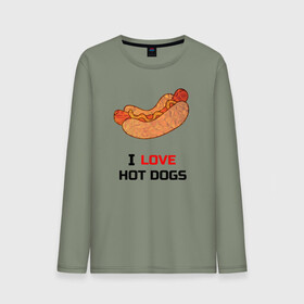 Мужской лонгслив хлопок с принтом Love HOT DOGS в городе Новоалтайск, 100% хлопок |  | еда | люблю | питание | сосиска | хот дог