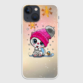Чехол для iPhone 13 mini с принтом Новогодний кот в городе Новоалтайск,  |  | 2021 | бравл старс | бык | девочке | дочке | единорог | елка | енот | заяц | зверь | кот | котик | кошечка | кошка | лайки | леон | мальчику | мяу | новогодний дизайн | новогодняя | новый год | олень | праздник