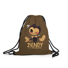 Рюкзак-мешок 3D с принтом Bendy And The Ink Machine в городе Новоалтайск, 100% полиэстер | плотность ткани — 200 г/м2, размер — 35 х 45 см; лямки — толстые шнурки, застежка на шнуровке, без карманов и подкладки | bendy | bendy and the ink machine | бенди | бени | бенни | бэнди | детская | детям | игра | капли | компьютерная игра | краска | машина | подтеки | ужастик | чернила | чернильная