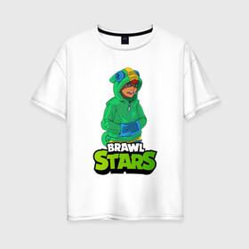 Женская футболка хлопок Oversize с принтом Brawl Stars Leon в городе Новоалтайск, 100% хлопок | свободный крой, круглый ворот, спущенный рукав, длина до линии бедер
 | anime | brawl | brawl stars | brawlstars | brawl_stars | leon | lion. леон | panny | аниме | бравл | бравлстарс | девочка | девушка | лион | манга