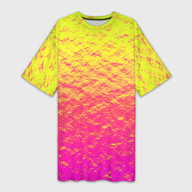 Платье-футболка 3D с принтом Яркий закат в городе Новоалтайск,  |  | abstraction | casual | gradient | hot | yellow | абстракция | блестящий | блики | вода | волны | градиент | закат | золотистый | краска | красочный | небеса | неоновый | облака | пастельный | пляж | рассвет | сияние