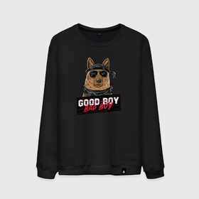 Мужской свитшот хлопок с принтом Bad Boy в городе Новоалтайск, 100% хлопок |  | animal | dog | good | домашний | животные | звери | крутой | мальчик | милый | надпись | очки | пес | питомец | собака | собакен | табличка | хороший | щенок