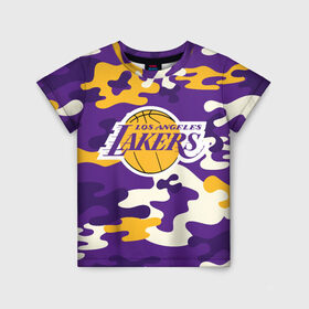 Детская футболка 3D с принтом LAKERS в городе Новоалтайск, 100% гипоаллергенный полиэфир | прямой крой, круглый вырез горловины, длина до линии бедер, чуть спущенное плечо, ткань немного тянется | 24 lakers | kobe bryant | lakers | los angeles lakers | баскетбол. | коби брайант | лос анджелес лейкерс | лосанджелес лейкерс
